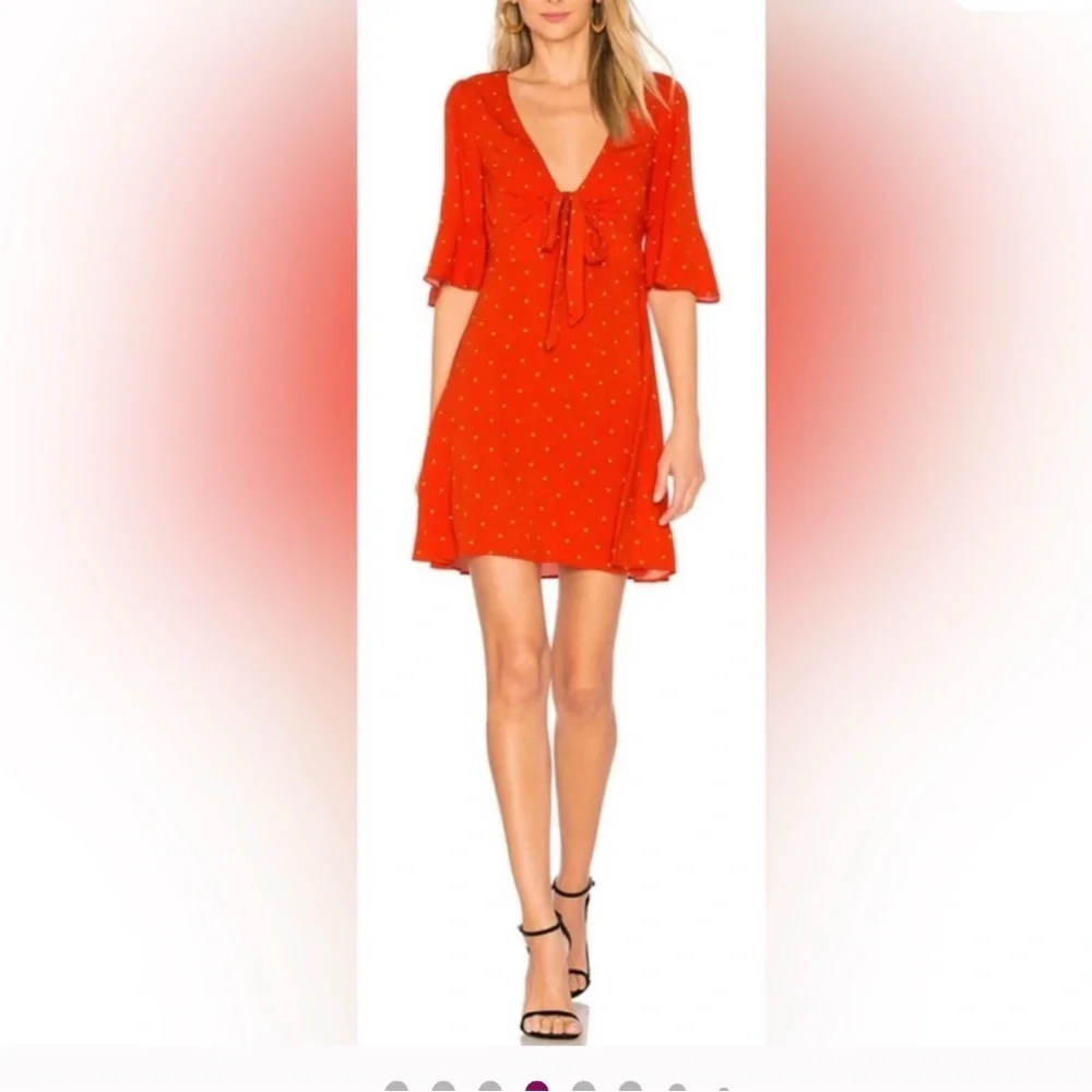 Free People Orange Polka Dot Mini Dress
